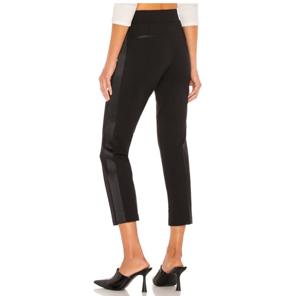 SPANX Women’s Black pull on ponte tux satin side stripe Ankle Pants S - Picture 2 of 15